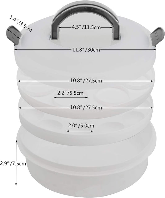 Portable Pie Cupcake Carrier with Lid and Tray 3-In-1 Round Cupcake Container Egg Holder Deviled Egg Tray Muffin Tart Cookie Food Keeper 10 Inch