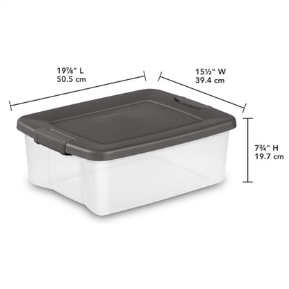 Sterilite 18-Pack Plastic Storage Bins w/ Lids, Shelf Totes Clear Containers, 25 Qt, Gray