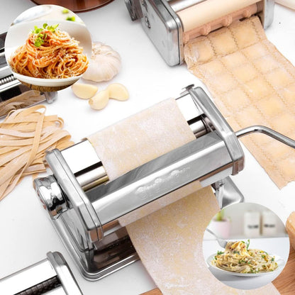 Pasta Maker Deluxe Set- Stainless Steel, 3 Interchangeable Attachments