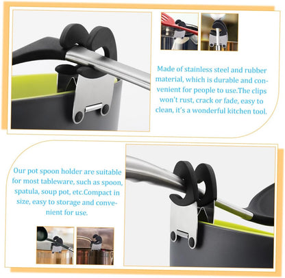 4pcs Stainless Steel Spoon Holder Clip for Pot Cooking