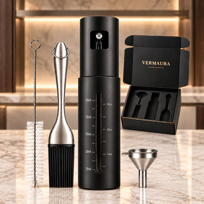 100 mL Glass Oil Sprayer Set with 304 Stainless Steel Outer Shell