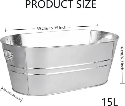 6-Piece Ice Bucket Set with Plastic Scoops,Ice Buckets for Parties, Beverage Tubs for Parties, for Parties, Bars, Outdoor Events | Chilling Containers for Wine, Champagne, Beer (Stainless Steel)