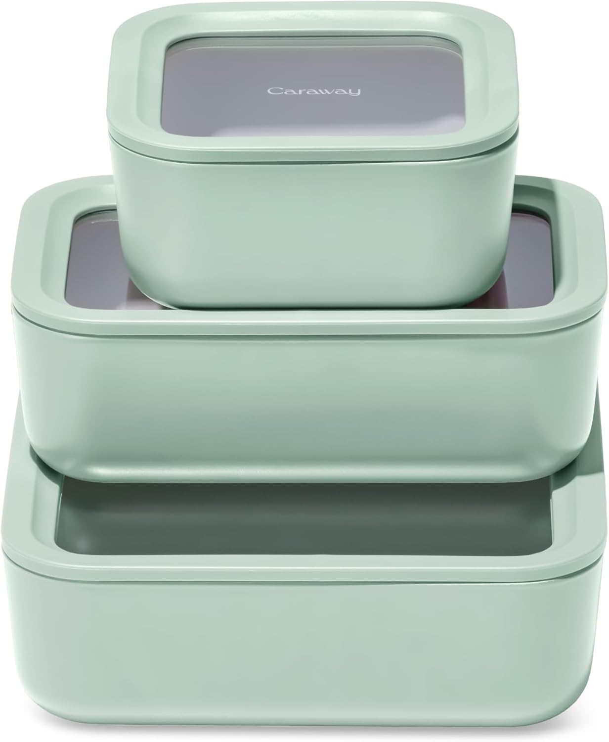 Caraway 13pc Glass Food Storage Container Set - Easy to Store, Non Toxic Lunch Box - with Glass Lids - Includes Storage Organizer - Mist