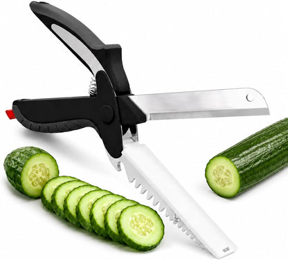 2 in 1 Kitchen Scissors for Food with Knife Sharpener (Grey)