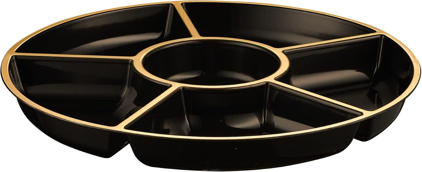 Plasticpro 6 Sectional Round Plastic Serving Tray/Platter (4, Clear)