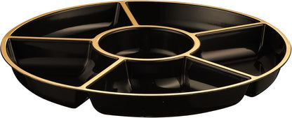 Plasticpro 6 Sectional Round Plastic Serving Tray/Platter (4, Clear)