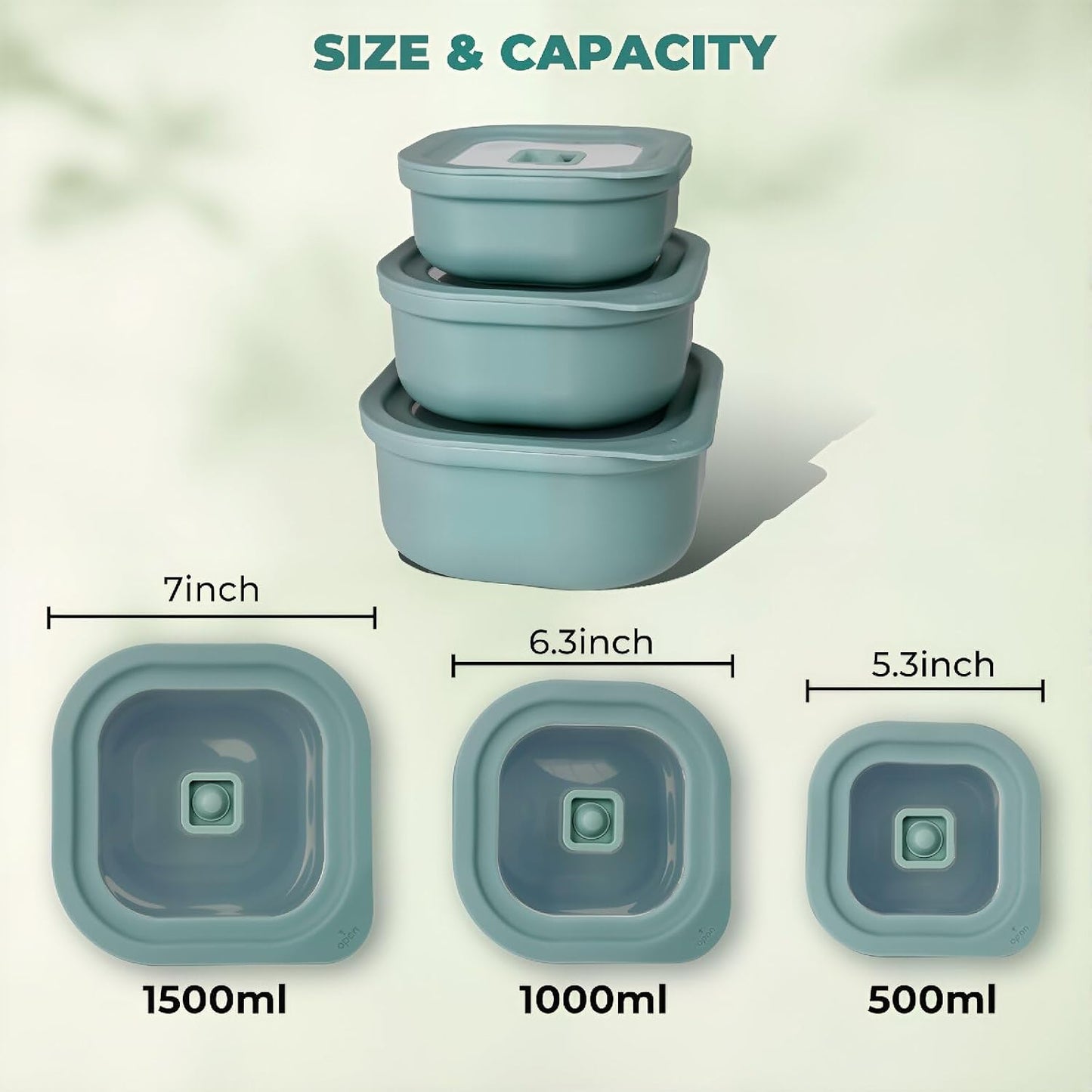 3-Piece Nesting Vented Plastic Food Containers with Lids Airtight Leakproof Meal Prep Containers Set BPA-Free Reusable Silicone Food Containers Lunch Boxes (White)