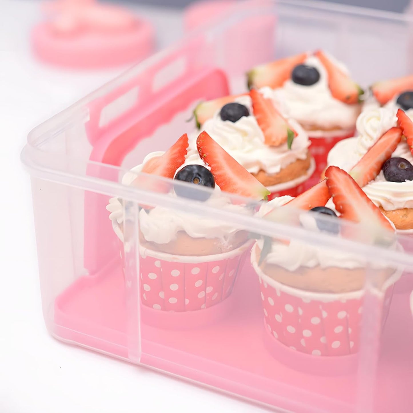 Cupcake Carrier Stackable Storage Container Collapsible Cake Carrier with Lid and Handle, with 50 PCS Cupcake liners,Reusable Plastic Dessert Travel Container,Transport Box (48 Cupcakes White)