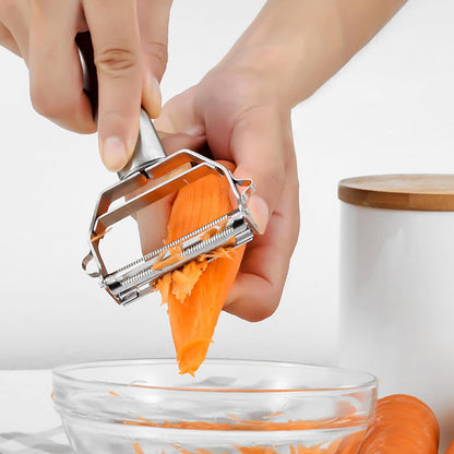 Kunovo Julienne Peeler Stainless Steel Vegetable Peeler,for Potato Carrot Melon Apple Vegetable Cutter Slicer,with Cleaning Brush