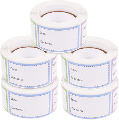 KALLORY 5rolls Convenient Portable Date Labels Blank Food Stickers for Bottles Office Use and Food Preservation Lightweight and Practical for Easy Organization