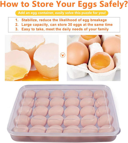 77L Food Storage Container, (3-Pack) Plastic Food Containers with Removable Drain Plate and Lid Deviled Egg Containers with Lid, (Set of 2), Plastic Deviled Egg Carrier Tray for 60 Eggs Handle