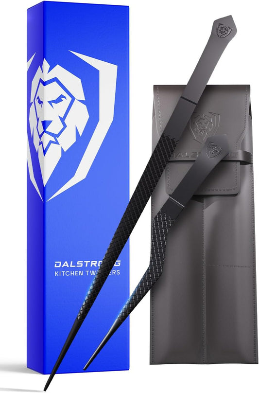 DALSTRONG Chef Tweezers Professional Kitchen Tongs- 12" high-precision Tweezer Tongs for Cooking - Stainless Steel Black w/vTitanium Coating -BBQ, Plating, Multi-use