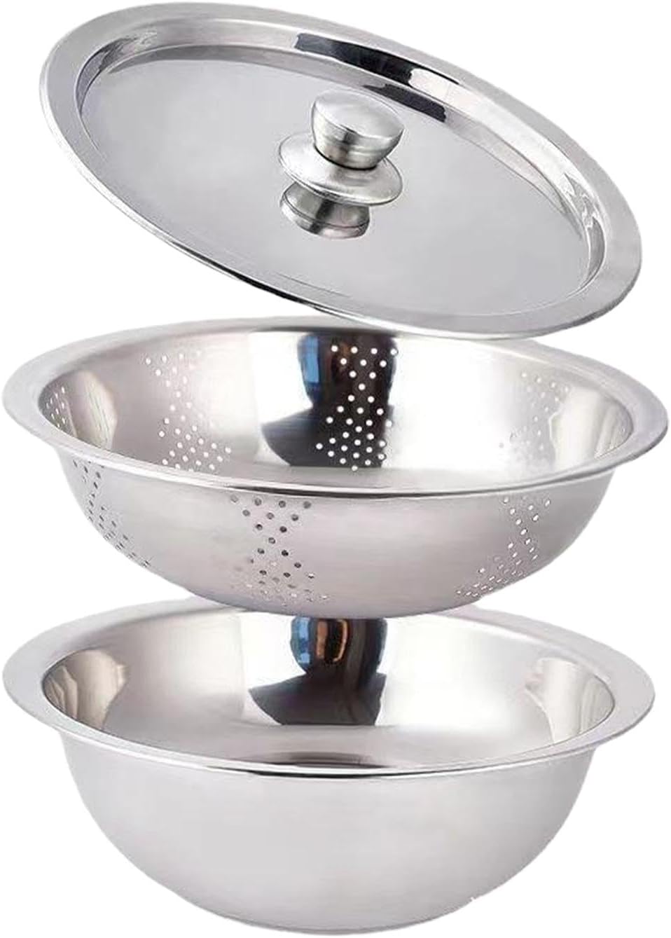 Food Storage Container Colander with Bowl Rice Rinser Food Strainer Produce Container for Salad Meat Beans Multipurpose Kitchen Utensil- 30cm