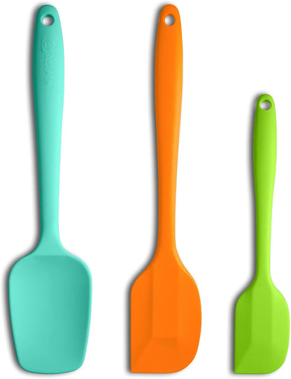 Silicone Spatula 3-piece Set, Ergonomic Handle High Heat-Resistant Spatulas, Non-stick Rubber Spatulas with Stainless Steel Core, Black