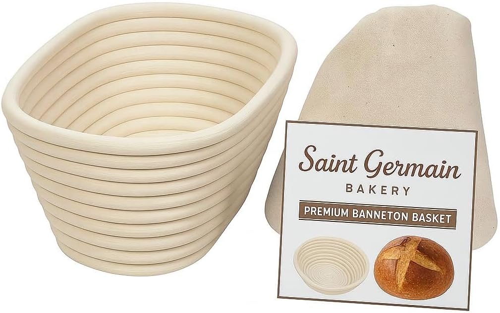 Saint Germain Bakery 10-Inch Oval Banneton Proofing Basket with Liner