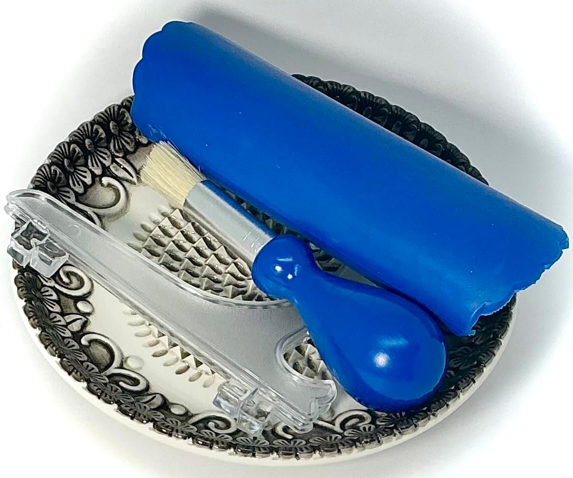 BonCera, Premium Ceramic Garlic Grater Plate Set - Black Embossed