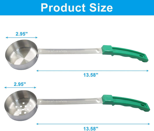 Hordion 4 Pcs Portion Control Serving Spoons Ladle Scoops (Green, 4oz)