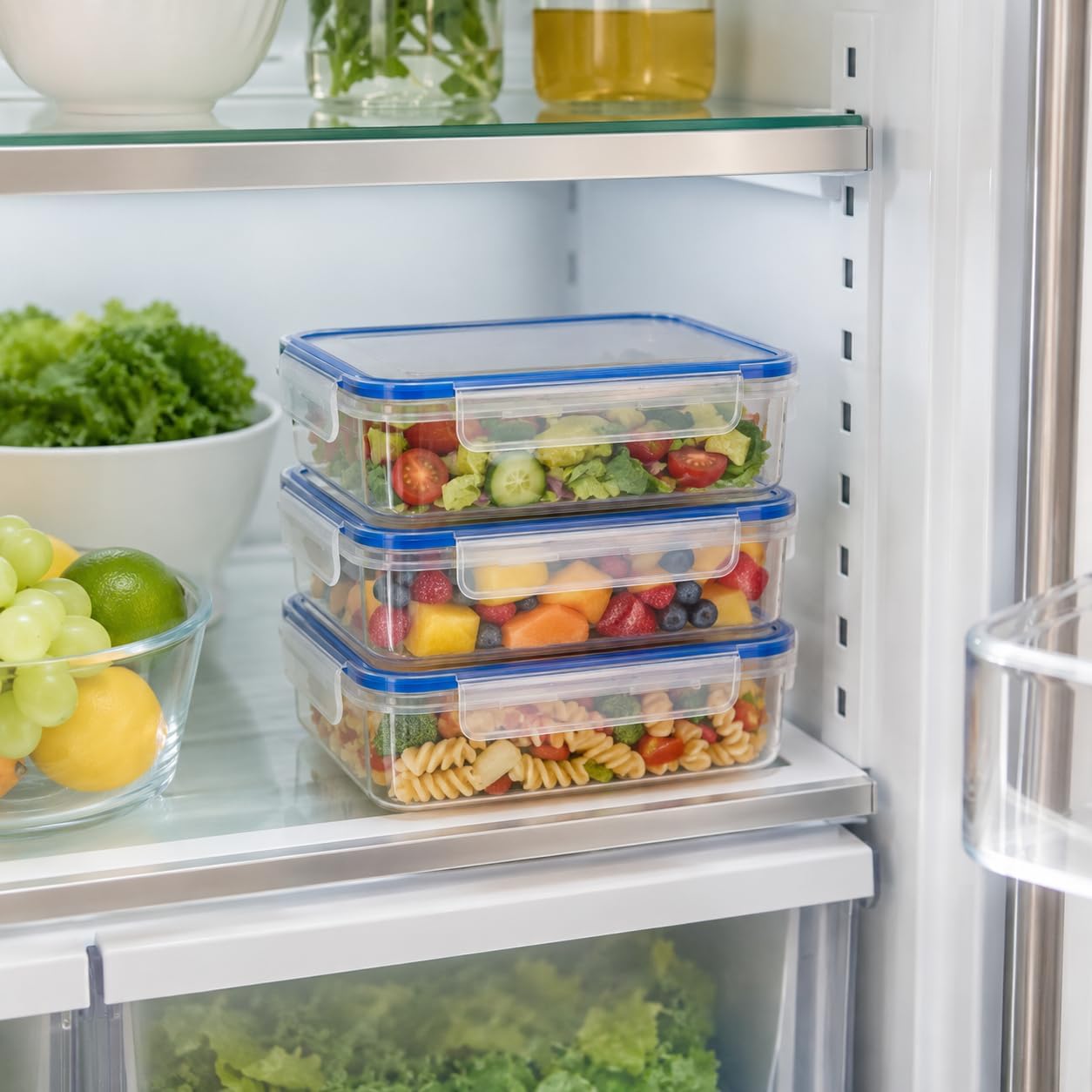 Tribello 250 oz Extra Large Airtight Food Storage Containers with SnapTight Lids – Clear, Stackable, BPA-Free Meal Prep Containers for Kitchen, Freezer & Pantry Storage