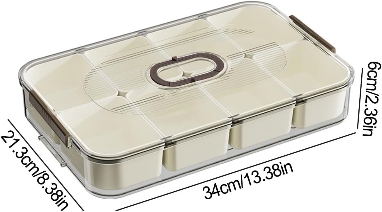 Snackle Box Container, Food Tray Divided with Lid, Portable Snack Platters - Clear Organizer, Veggie Tray for Party, Veggies, Snack, Fruit, Nuts (milk white)