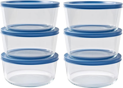 6-Piece Glass Food Storage Containers Set (3 Containers + 3 BPA-Free Lids) | 2-Cup, Leakproof | Microwave, Freezer, Oven & Dishwasher Safe | Ideal for Meal Prep & Pantry Organization, Pistachio