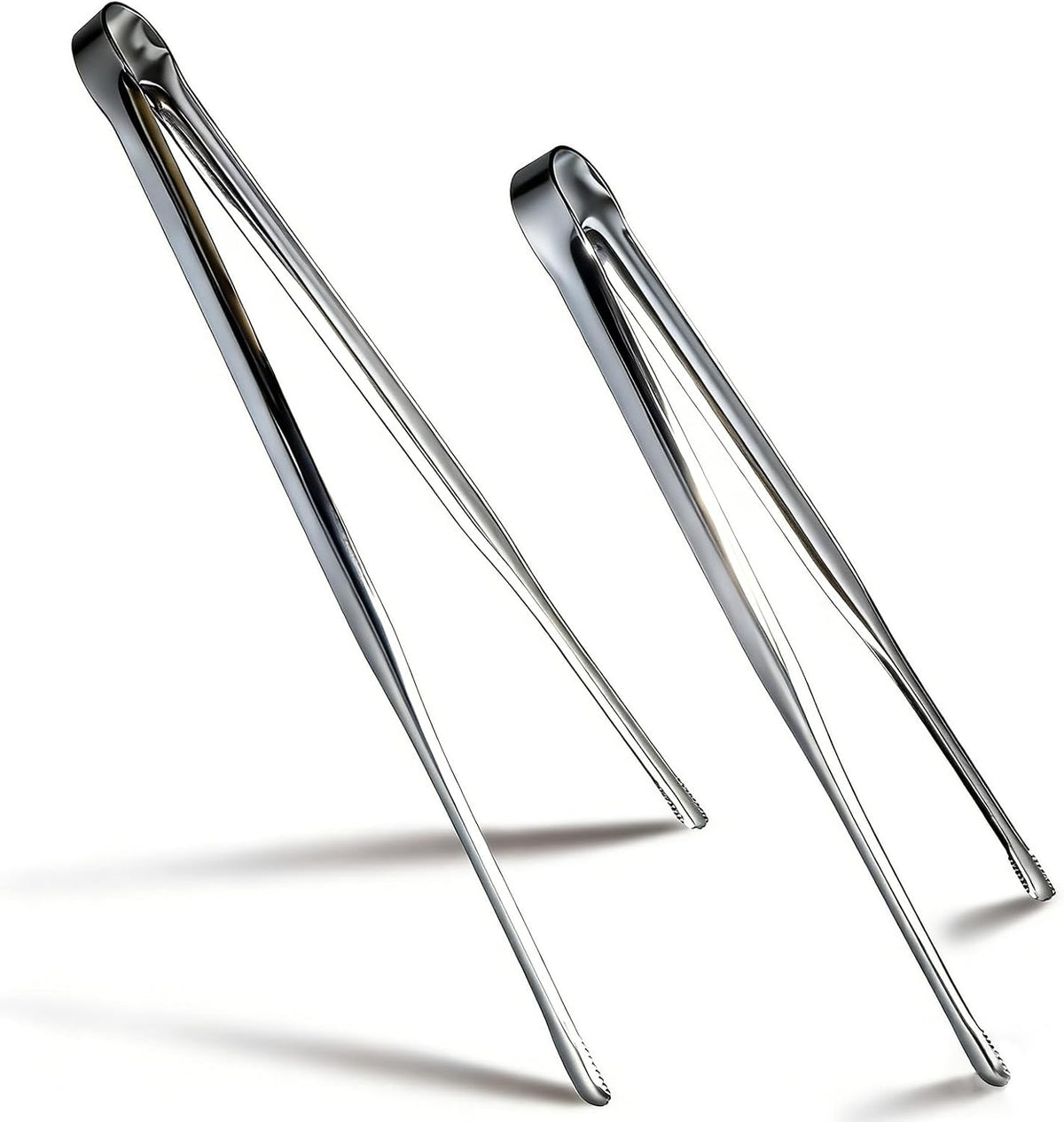 Stainless Steel Kitchen Tongs 2 Set, Non-Slip Serrated Tips, One-Piece Metal Cooking Tongs for Grilling, Plating, BBQ & Baking (11.5” & 13.5”)