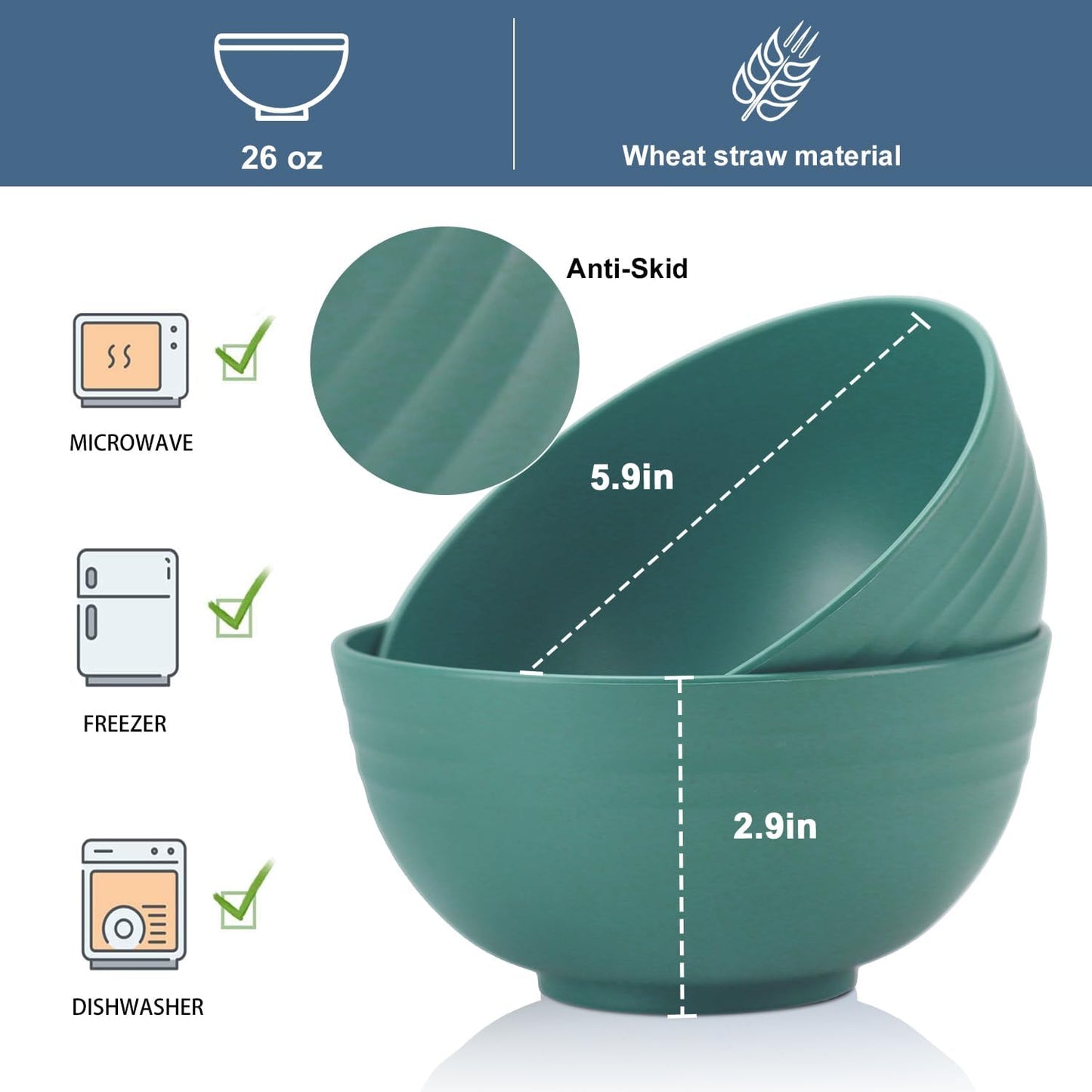 Wheat Straw Bowl Sets,8 PCS Unbreakable Cereal Bowl 26 OZ,Microwave and Dishwasher Safe Bowls,Bowl Sets for Camping and Picnic BPA Free Colorful Salad Bowls for Serving Soup,Oatmeal and Fruit Etc…