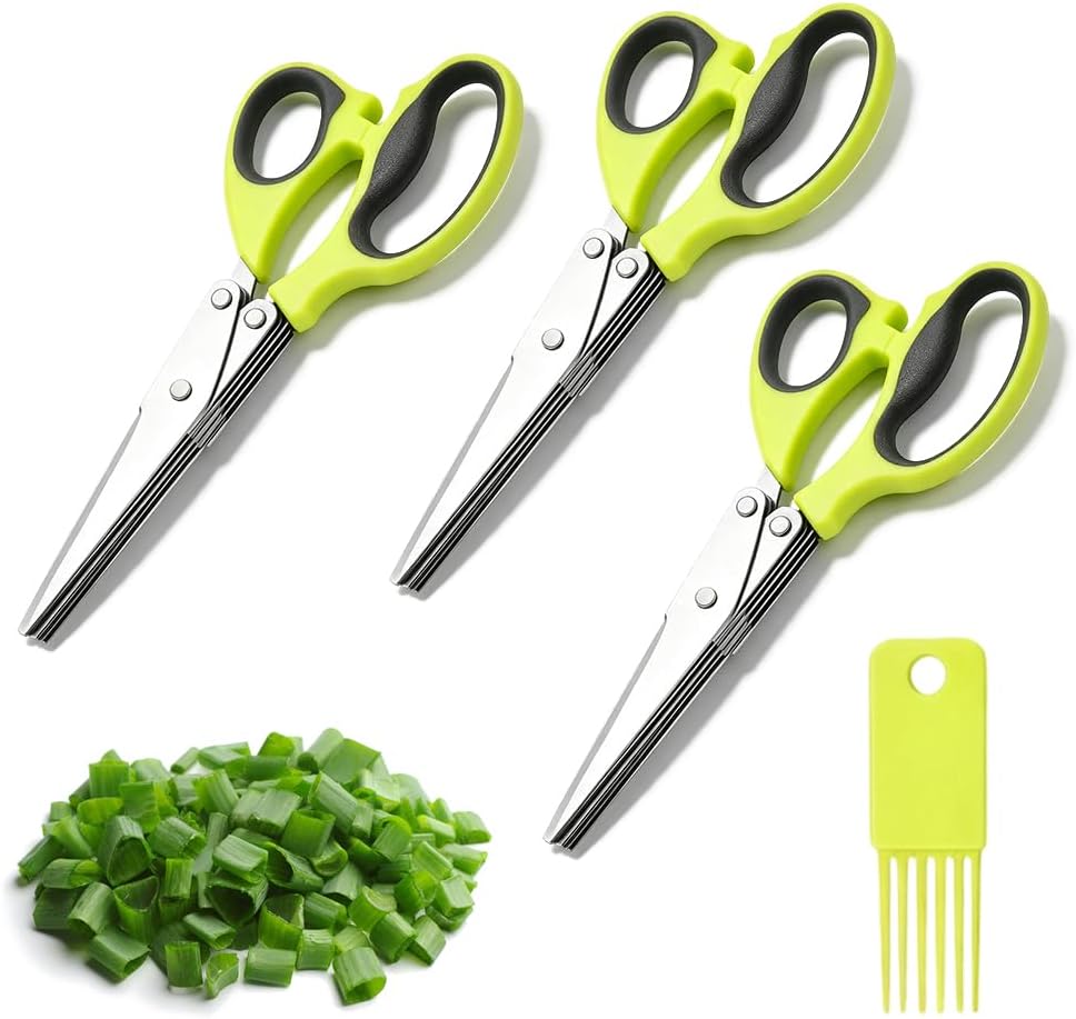 Herb Scissors, 5 Blade Kitchen Scissors with Cleaning Comb