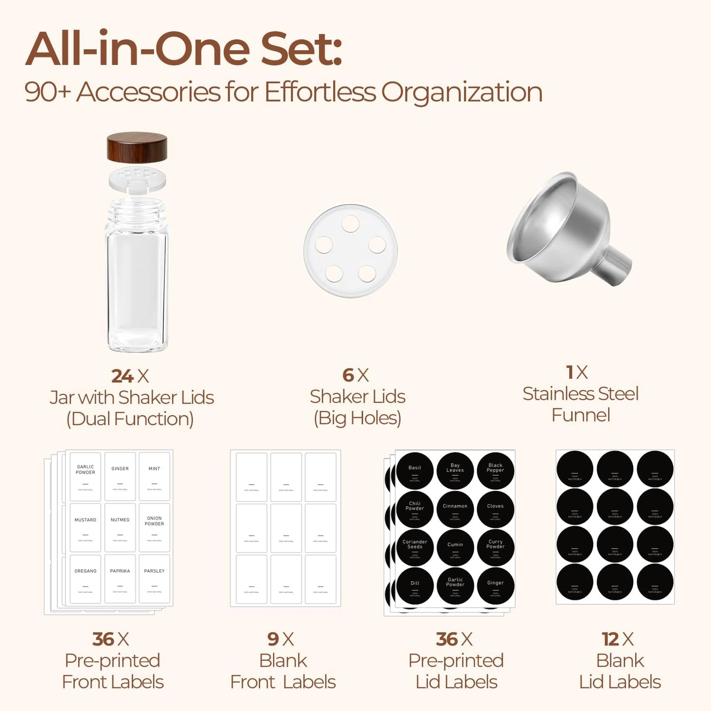ComSaf 6PCS (1.1Qt/0.5Qt) Glass Pantry Storage Container with Acacia Wood Lid, Airtight Glass Canister with Stacked Design for Orderly Organizing, Glass Jar Organizing Dry Goods in Pantry & Cabinet