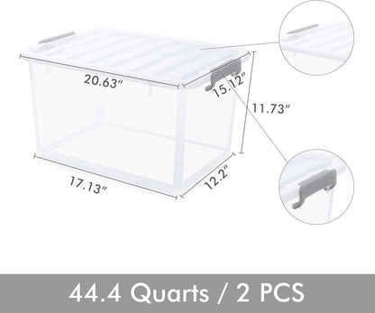Citylife 32 QT Plastic Storage Bins with Latching Lids Stackable Storage Containers for Organizing Large Clear Storage Box for Garage, Closet, Kitchen, 4 Packs
