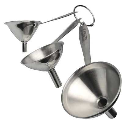 Stainless Steel Funnel Set, 3 Pieces