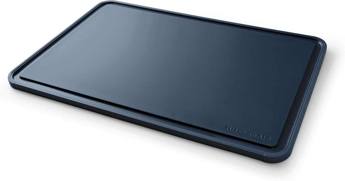KitchenAid Classic Plastic Cutting Board with Perimeter Trench and Non Slip Edges, Dishwasher Safe, 12 inch x 18 inch, Gray