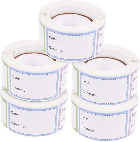 5rolls Safe Date Labels for Kitchen Pantry Writing Stickers Food Storage Labels Reusable Multipurpose Bottle Stickers