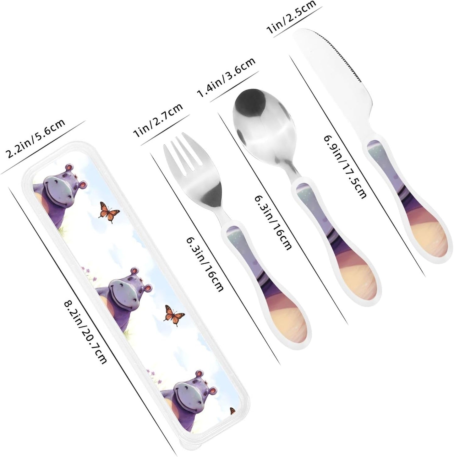 3-Piece Kids Silverware Set With Storage Case, Stainless Steel Reusable Children Safe Knife Spoon Fork Set Grim Reaper Children Flatware Set For Kids Lunch Box