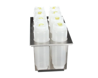 Server 86996 Stainless Steel Squeeze Bottle Holder Set with 8 Bottles (2.63 Diameter)
