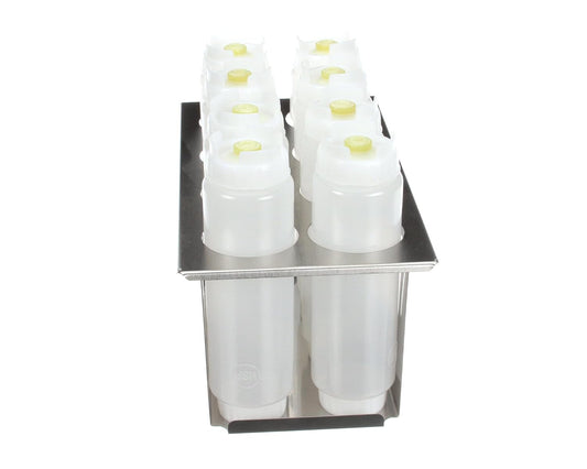 Server 86996 Stainless Steel Squeeze Bottle Holder Set with 8 Bottles (2.63 Diameter)