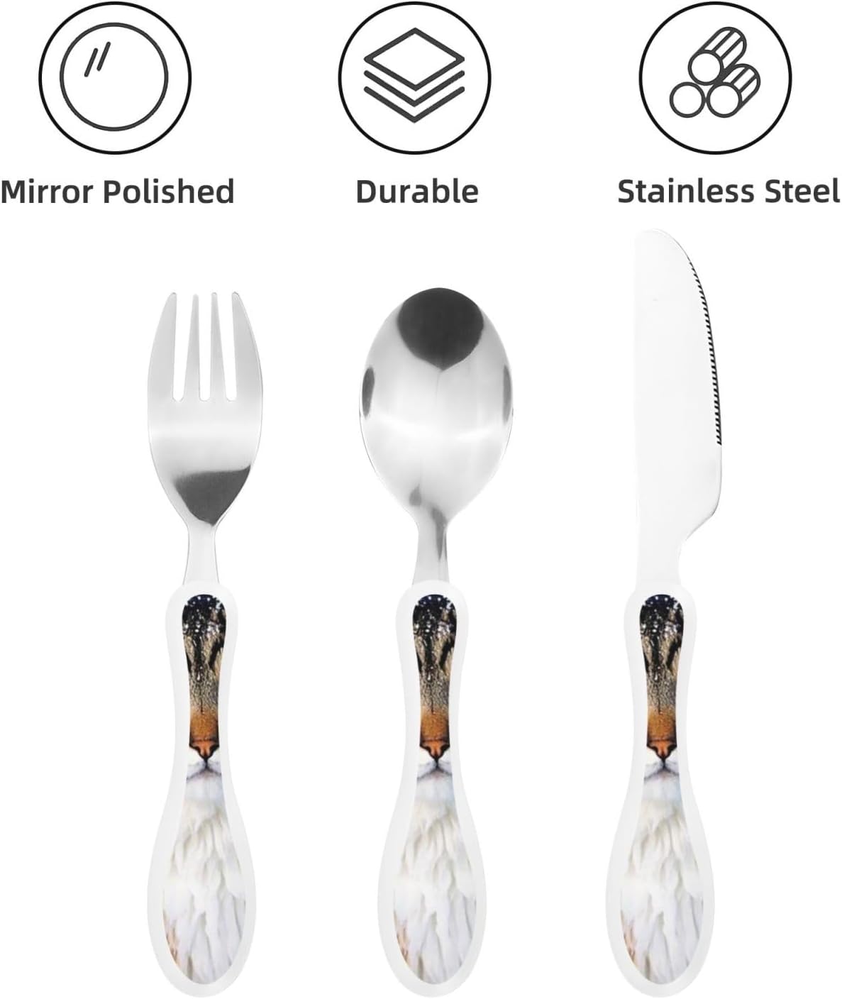 3-Piece Kids Silverware Set With Storage Case, Stainless Steel Reusable Children Safe Knife Spoon Fork Set Classic Cocktail Children Flatware Set For Kids Lunch Box