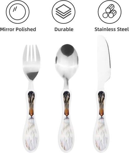 3-Piece Kids Silverware Set With Storage Case, Stainless Steel Reusable Children Safe Knife Spoon Fork Set Classic Cocktail Children Flatware Set For Kids Lunch Box