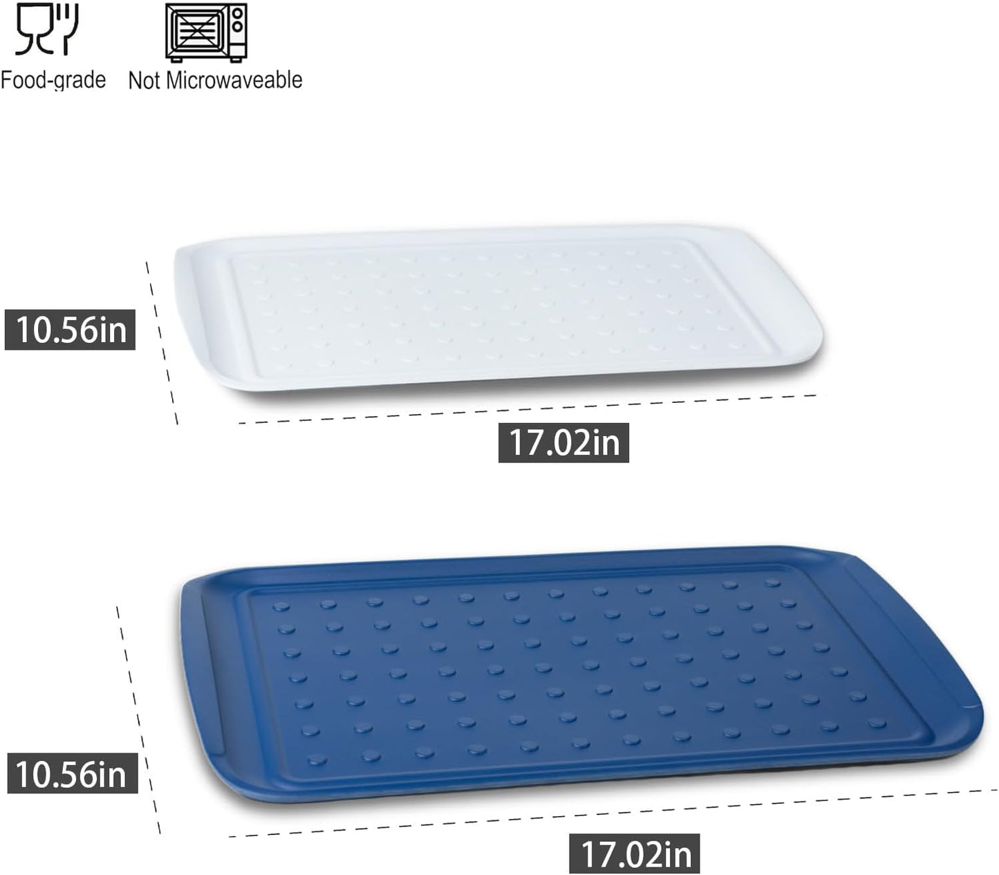 17 Inch Grilling Prep & Serve Trays with Non-Slip Base, Extra Thick,Warp-Resistant BBQ Platter Set for Cooking, Backyard Parties,Camping,Tailgating,Melamine Serving Trays for Food Prep,Red & Black