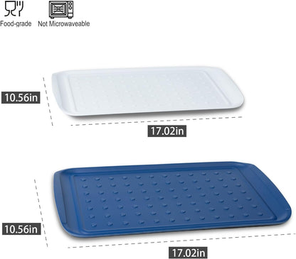 17 Inch Grilling Prep & Serve Trays with Non-Slip Base, Extra Thick,Warp-Resistant BBQ Platter Set for Cooking, Backyard Parties,Camping,Tailgating,Melamine Serving Trays for Food Prep,Red & Black