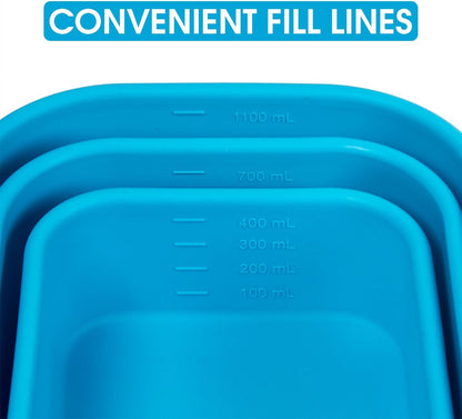 100% Silicone Food Storage Containers with Lids, 8 Pack, 10oz to 51oz, Reusable Leakproof Nesting & Stackable Silicone Bento Lunch Box, Microwave Freezer Dishwasher Oven Safe, BPA Free, Slate Green