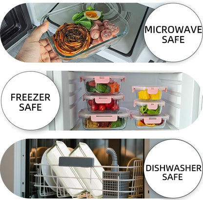 12 Pack Glass Storage Containers Transparent, Stackable Design Meal Prep Containers for Food Storage, Home, Kitchen & Pantry Organization, Microwave/Freezer/Dishwasher Safe