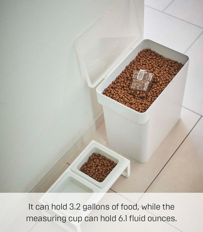 YAMAZAKI Home Tower Airtight Pet Food Storage Container - Cat And Dog Food Holder Bin With Transparent Lid And Handle - Extra Large - Polypropylene - 6.6 Gallons, 25 Liters