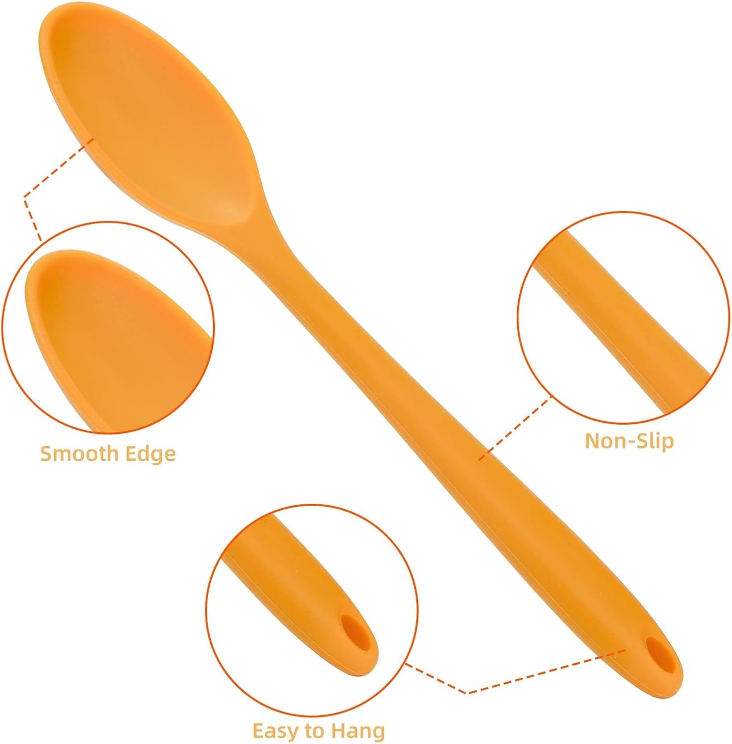 10 Pack Silicone Mixing Spoon, 10.8 Inch Heat Resistant Kitchen Spoons for Cooking, Large Non-Stick Basting Serving Stirring Mixing Spoon for Baking, Serving Scraping