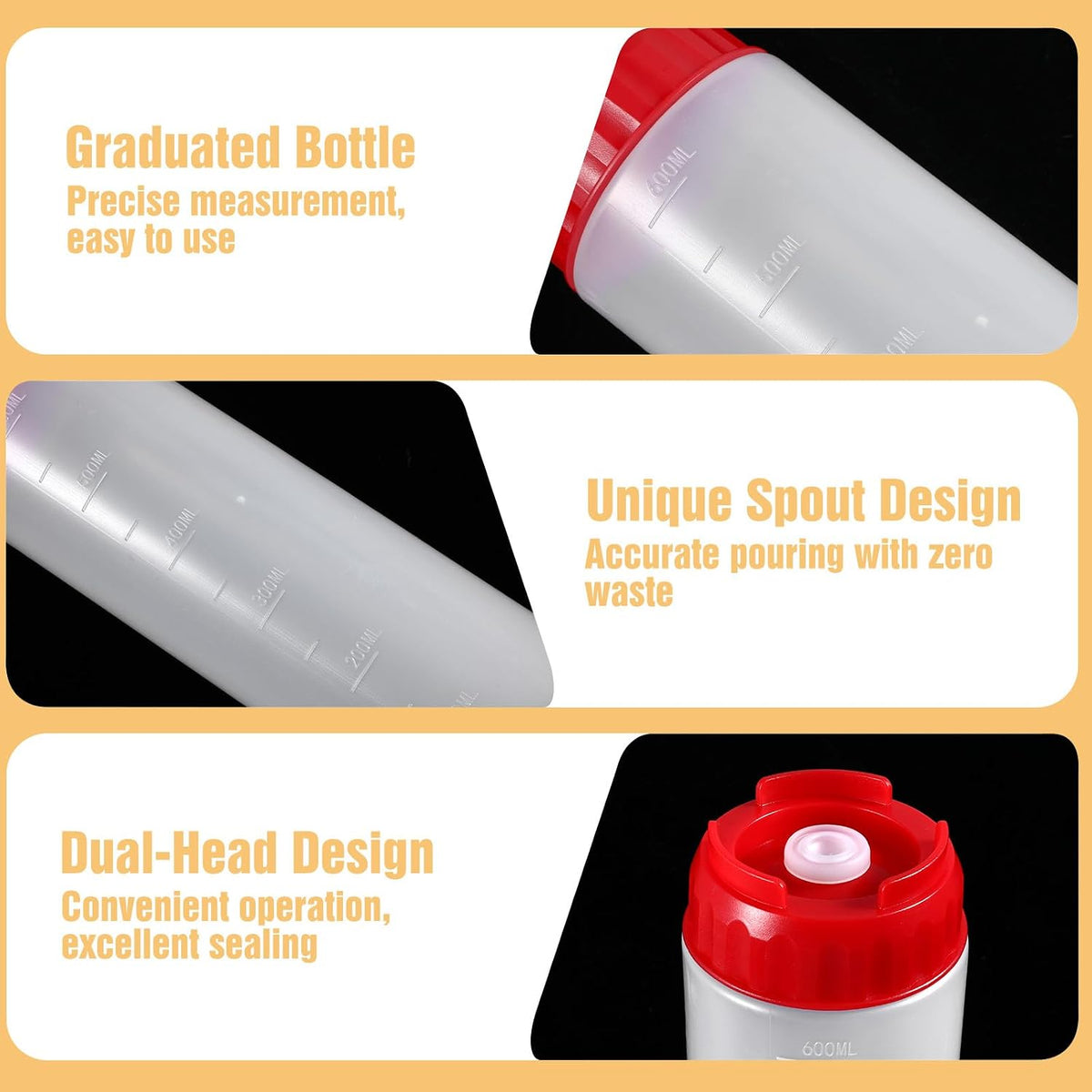 2 Pcs 16 oz Inverted Squeeze Bottles, Valve Condiment Dispenser (Black)