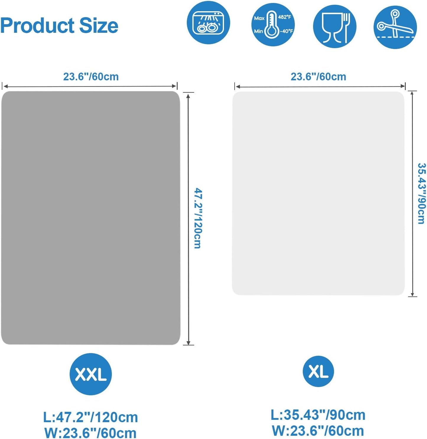 AECHY Extra Large Silicone Mat 78.74”x19.69”x0.08”, Multipurpose Silicone Mat Thick Heat Resistant Mat Shipped Rolled Up Kitchen Counter Mat Nonslip Silicone Mats for Kitchen Counter Translucent
