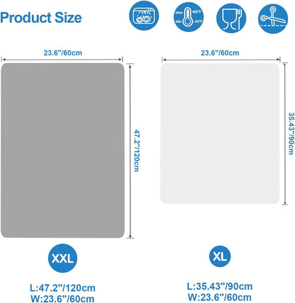 AECHY Extra Large Silicone Mat 78.74”x19.69”x0.08”, Multipurpose Silicone Mat Thick Heat Resistant Mat Shipped Rolled Up Kitchen Counter Mat Nonslip Silicone Mats for Kitchen Counter Translucent