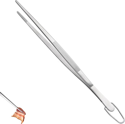 U-Taste 8"+10"+12" Kitchen Cooking Tweezer: 18/8 Stainless Steel Food-Grade Metal Food Tong, Flexible Pinching, Seamless-Welding and Sturdy for Serving Grilling Frying, Plating, Feeding (Pointed Tip)