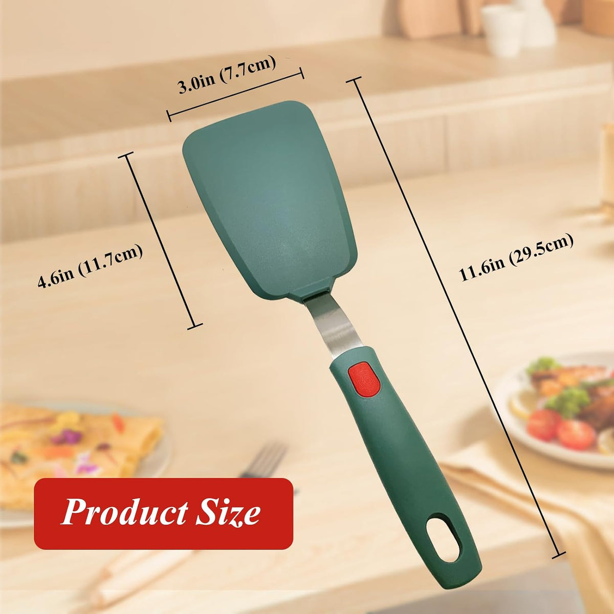 Silicone Spatula Turner Set of 2, Heat Resistant Pancake Spatulas for Nonstick Cookware Pan, Wide Slotted Cooking Spatula for Omelette Egg Fish, Thin Flexible for Kitchen Use, Dishwasher Safe