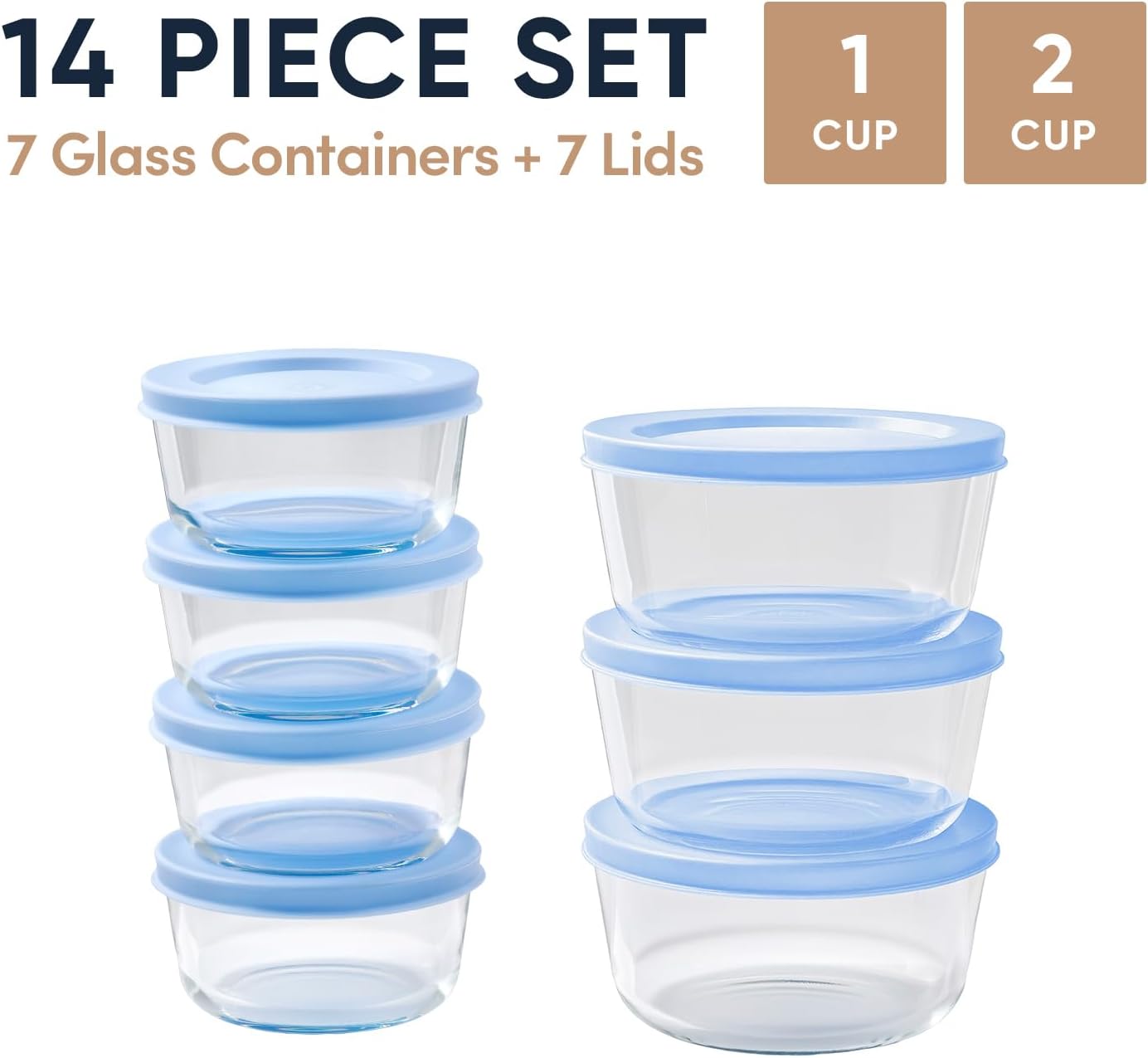 6-Piece Glass Food Storage Containers Set (3 Containers + 3 BPA-Free Lids) | 2-Cup, Leakproof | Microwave, Freezer, Oven & Dishwasher Safe | Ideal for Meal Prep & Pantry Organization, Pistachio
