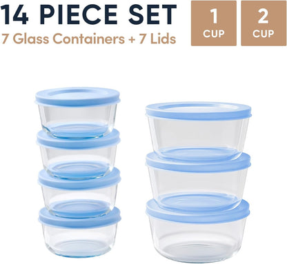 6-Piece Glass Food Storage Containers Set (3 Containers + 3 BPA-Free Lids) | 2-Cup, Leakproof | Microwave, Freezer, Oven & Dishwasher Safe | Ideal for Meal Prep & Pantry Organization, Pistachio